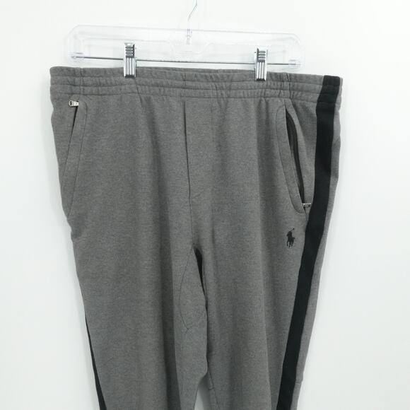 Polo Ralph Lauren Pants Mens M Gray Track Pony Ankle Zip Pull On Sweatpants - Picture 8 of 12